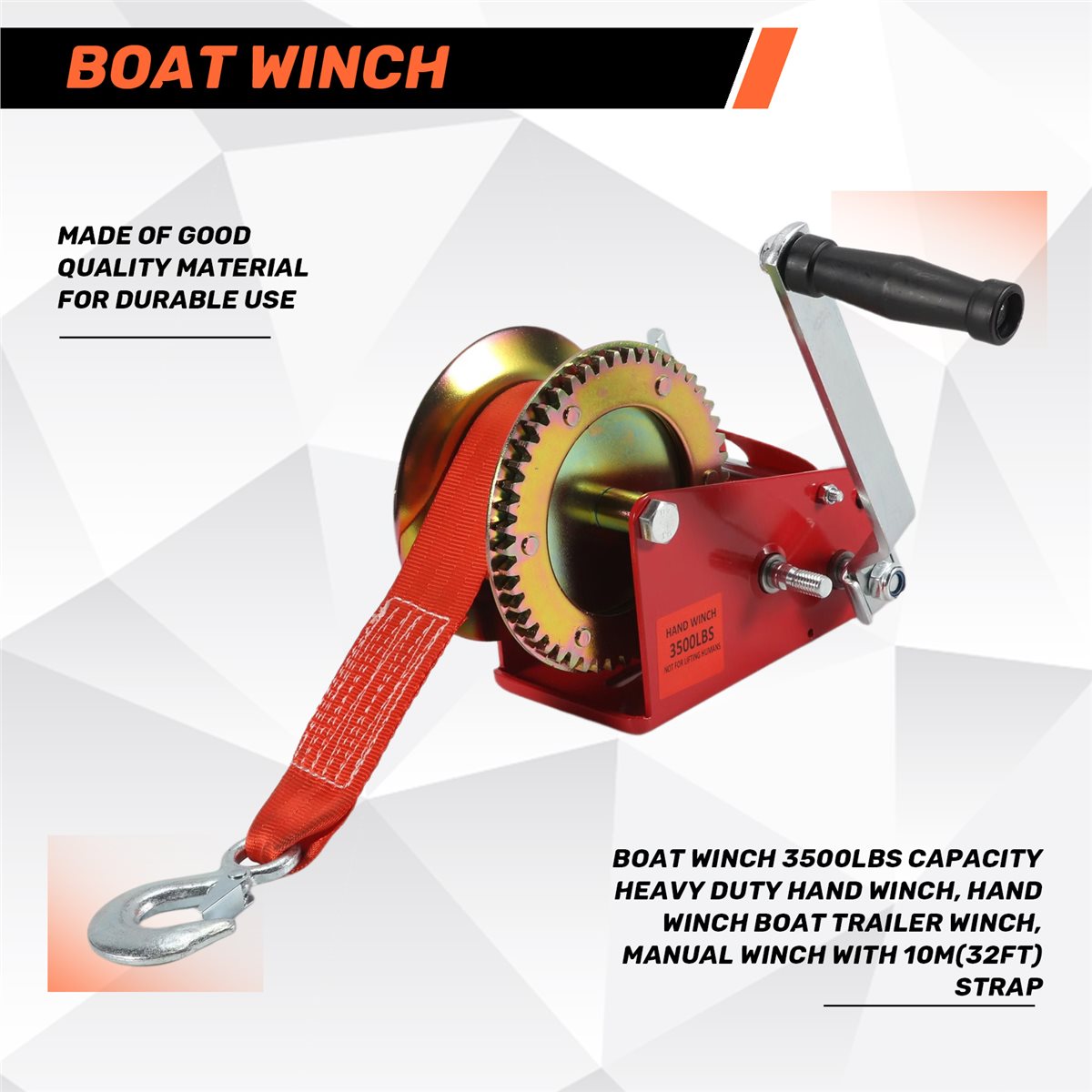Boat Trailer Winch Strap - ABLK Derek Perahu dengan Kapasitas 3500