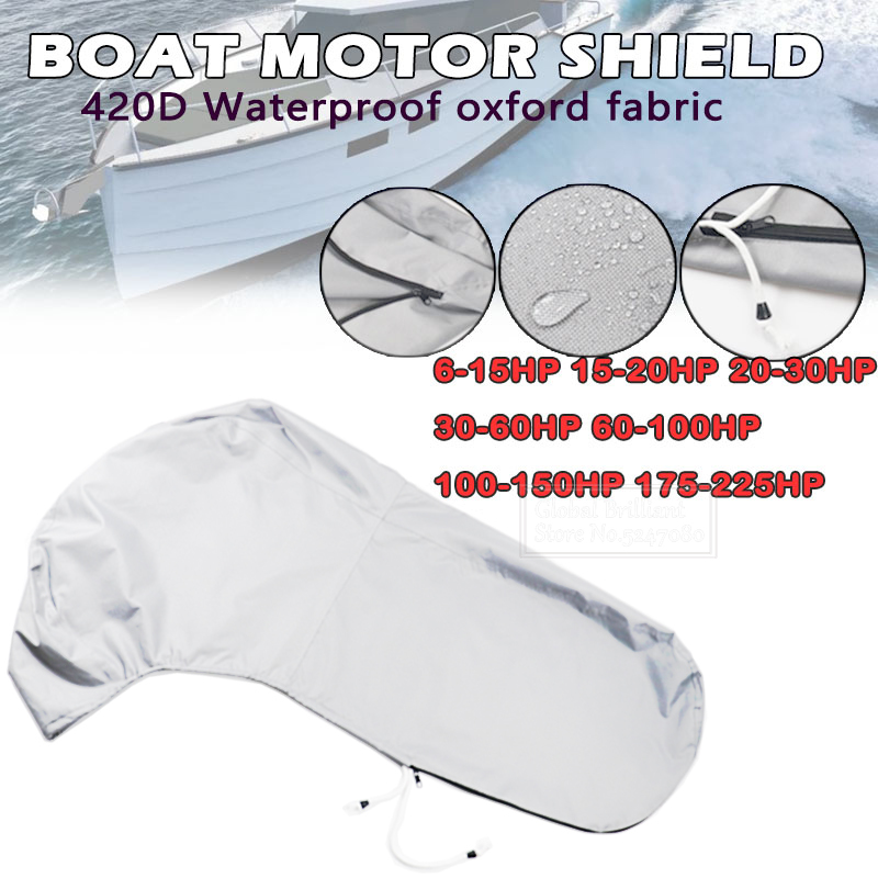 Outboard Motor Cover Waterproof - Pelindung Penutup Motor Abu-abu Tugas Berat