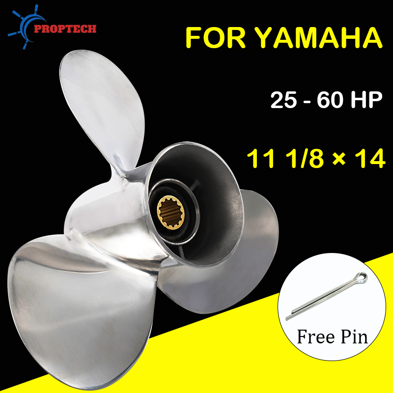 Outboard Motor Propeller Stainless - Baling-baling perahu 11/1x14, untuk Yamaha 25hp