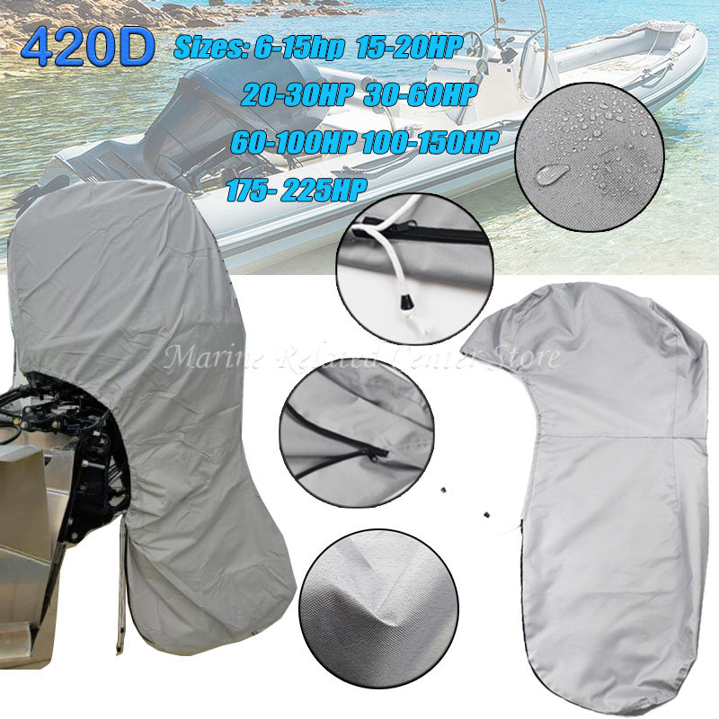 Penutup Mesin Perahu 420D Abu- - Outboard Motor Cover Waterproof ulasan dan harga