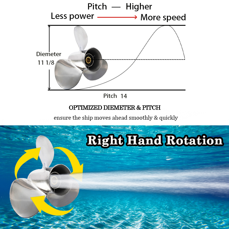 Baling-baling perahu 11/1x14,  - Outboard Motor Propeller Stainless ulasan dan harga