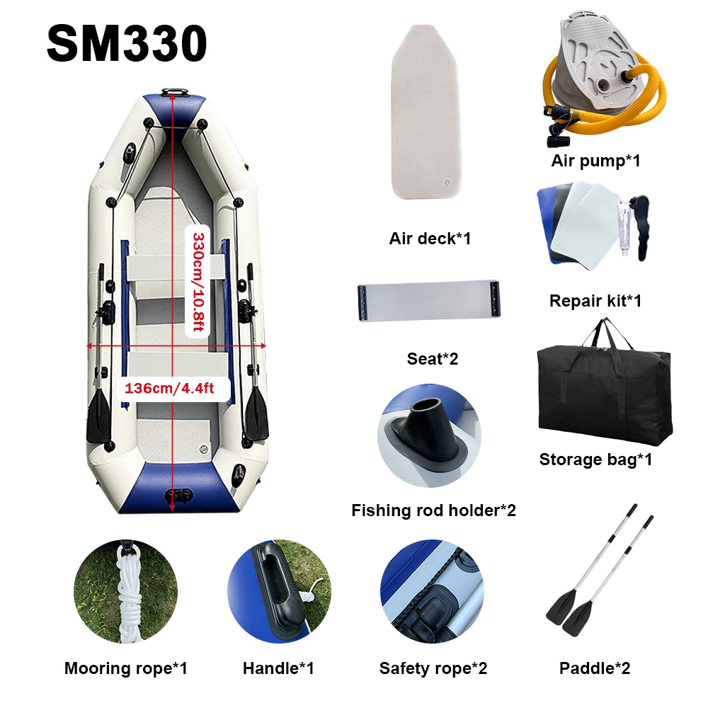 Perahu Karet PVC Tiup, 3.3m, 5 - Inflatable Boat 3.3M Pvc ulasan dan harga
