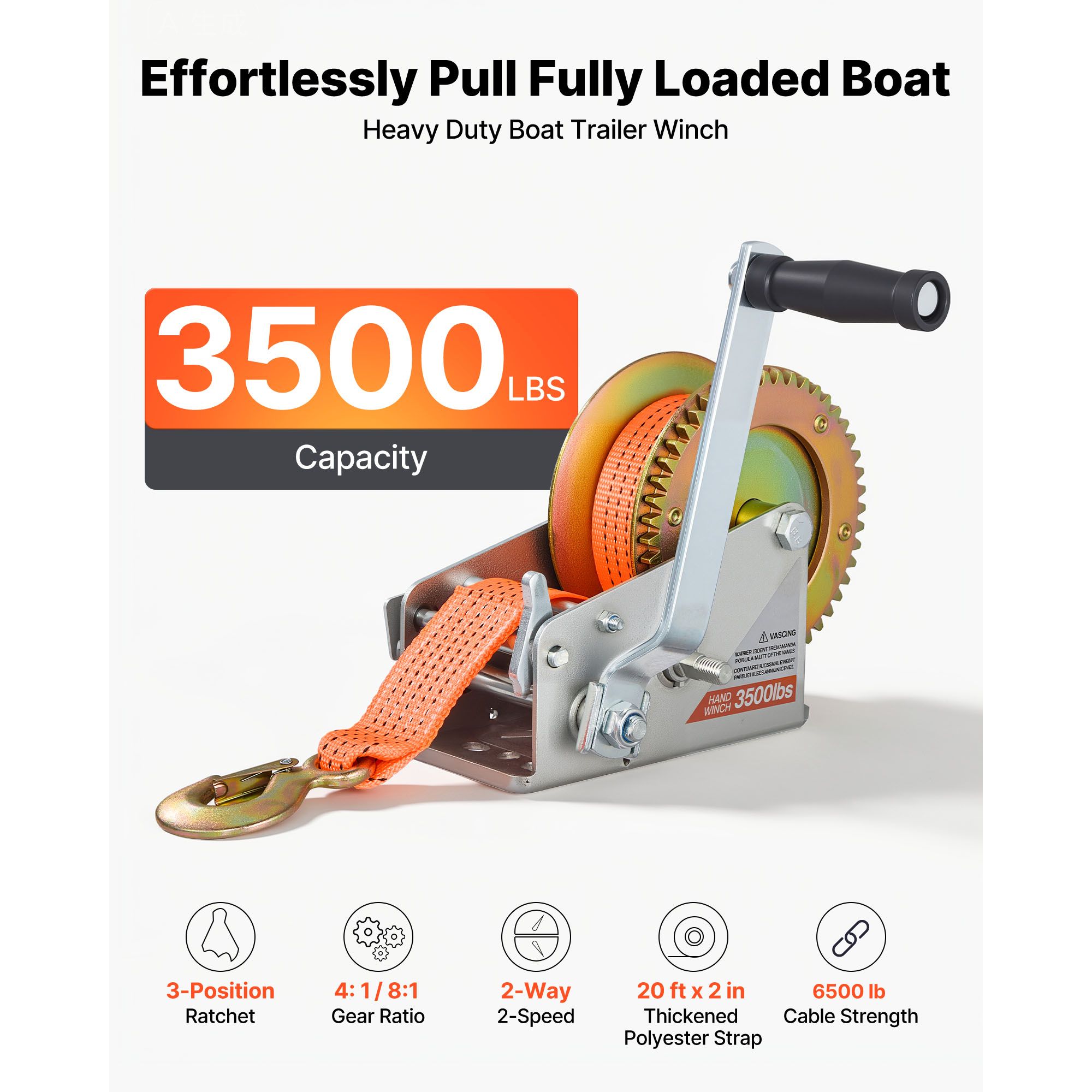Winch Kapal, Winch Tangan 3500 - Boat Trailer Winch Strap ulasan dan harga
